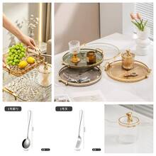 Plate And Cutlery Storage Tray Set With Handle, Gold Transparent Kitchen Accessories, Suitable For Camping Kitchen, Bedroom, Wedding Home Decor, Christmas, Halloween, Autumn Home Decor, Kitchen Storage Organizer Rack - Gold - View 8