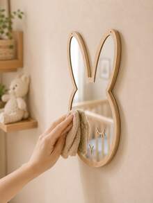 1 buah Cermin Dinding Kayu Berbentuk Kelinci untuk Kamar Bayi, Cermin Gantung Dekoratif, Dekorasi Dinding Kamar Bayi Gaya Nordik - MultiWarna - View 5