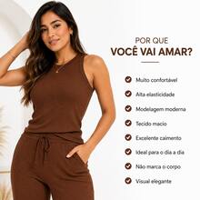 Set Of 3 Wide Leg Pants With Pockets + Women's Plus Size Tank Top - Beige + Brown + Black - View 5