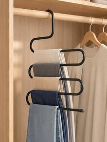 1pc 5-Tier S-Shaped Pants Hanger, Non-Slip Metal Trouser Organizer, Space-Saving Multi-Layer Clothes Rack For Jeans, Pants, Scarves & Towels, Closet Bathroom Dorm Storage, Back To School & Fall Organization - Silver - View 6