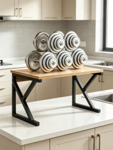 1pc Metal Microwave Oven Storage Rack, Double-Layer Kitchen Countertop Storage Shelf, Space-Saving, K-Shaped Design, Sturdy And Durable, Strong Load-Bearing Capacity, Countertop Organizer For Storing Seasonings, Cooking Utensils And Cookware - Multiple Specifications - View 8