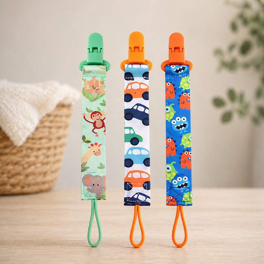 Kit Com 3 Prendedores De Chupetas Bico Para Menino E Menina - Kit 3 Menino - Visão 1