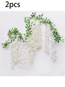 1/2pcs Artificial Wisteria Vine, Durable Plastic Faux Wisteria Flower Garland Hanging Decor, Suitable For Year-Round Wedding Decoration, Indoor/Outdoor Commercial Decoration - Multicolor - View 17