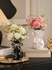 Bow Ribbon Vase, Cute Decorative Desktop Vase, Suitable For Reed Grass, Dried Flowers, Vanity Decor, Bedroom Nightstand, Bathroom Countertop, Bookshelf And Entryway Table - Multicolor - View 2
