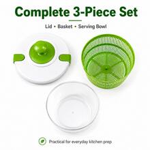 Lettuce Dryer With Drain, Manual Produce Dryer Colander Bowl With Locking Lid, 5QT Large Capacity Salad Spinner For Meal Preparation In The Kitchen. - L - View 11