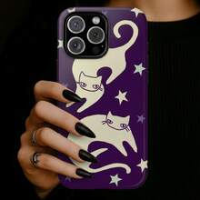 Starry Cat Purple Phone Case, Cute Y2K Decadent Fantasy Cool Girl Gift, Compatible With IPhone 18 17 16 15 14 13 12 11 Pro Max - Purple - View 2