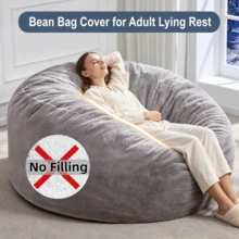 Funda de sofá tipo puf gigante de 1,5 metros, con tejido polar ártico suave y agradable al tacto, ideal para sofás redondos y camas, para usar en salones, dormitorios y residencias estudiantiles, y lavable a máquina. - Gris - Ver 3