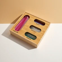 1件裝木製自封塑膠袋收納架，廚房塑膠袋儲存整理架，適用於三明治袋與零食袋，返校季適用 - 多色款 - 查看 3