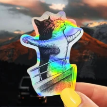 Cat Version Rose & Jack, Romantic And Humorous Fun Stickers - Waterproof Vinyl Stickers - Durable Matte Surface, Self-Adhesive Bumper Stickers, Suitable For Cars, Windows, Laptops, Trucks, Water Bottles - Multi-Functional Durable Design, Car Stickers - Vinyl - View 1