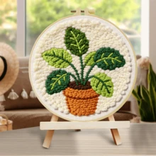 Kit Sulam Jarum Tusuk 2D untuk Pemula dengan Bingkai, Tema Tanaman Hias, 20*20cm/7.9*7.9in Pola Pra-Cetak, Set Jarum Tusuk DIY, Kit Benang & Alat Tusuk Lengkap, Dekorasi Dinding Buatan Tangan untuk Ruang Tamu dan Kamar Tidur, Hadiah Ulang Tahun Ideal - Tanaman hias - View 13