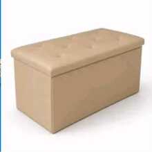 Puf contenedor, banco con almacenaje,contenedor plegable de 76 x 38 x 38 cm enpiel sintetica, cojin acolchado multiusospara recibidor, dormitorio y sala de estar,disponible en beige, blanco, gris y negro - Voir 7