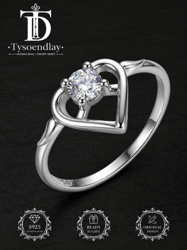 Tysoendlay 925 Sterling Silver Dainty Heart Prong Setting Eternity Ring Women's Engagement Ring Minimalist Romantic Couple Eternity Ring For Daily Wear