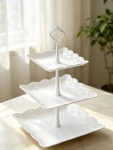 3-Tier Acrylic Dessert Display Stand, Cupcake & Snack Tower For Wedding Parties - White - View 1