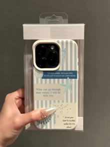 1件 白色條紋海洋標語極簡風格個性化 TPU 防震全包覆手機殼，適用於 Apple 17 16 15 14 13 12 11 Pro Max Air 及系列 - 彩色 - 查看 4