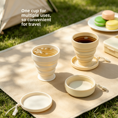 4-2-1 pieza Taza de agua de silicona plegable, retráctil con cuerda para colgar para un transporte fácil, taza de agua de silicona sin preocuparse por romperse, inodora y resistente al calor, taza portátil para enjuague bucal para hombres y mujeres, taza para cepillarse los dientes en viajes y camping al aire libre, múltiples colores y estilos para elegir