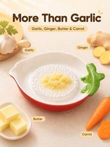1/3pcs Fruit Shaped Ceramic Garlic Grinder Set, Garlic & Ginger Grater With Silicone Garlic Peeler And Cleaning Brush Dip Sauce Dish, Multi-Functional Kitchen Tool For Garlic, Ginger, Carrot, Yam, Butter, Housewarming Gift - Fruit-shaped Ceramic Garlic Press - View 6