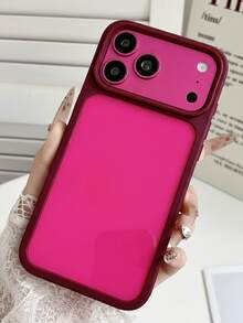Luxury Solid Color Protective Phone Case Compatible With Iphone 17ProMax 17Pro, Minimalist Shockproof Back Cover - Cherry Red - View 3