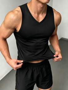 ZYNTH BALENO Men's Summer Casual V-Neck Sleeveless Vest, Suitable For Gym, Sports, Cycling, Running - Black - View 8
