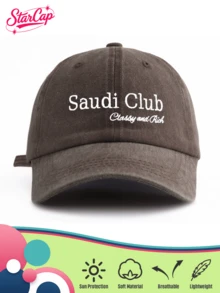 經典復古 Y2K 水洗刺繡「Saudi Club」原創棒球帽卡車帽，中性款，適合四季、春季、秋季、夏季 - 俱樂部 - 查看 13