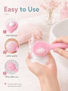 1-Piece Mixed-Color Set – Silicone Facial Cleansing Brush; Manual Exfoliating Brush; Reusable; For Removing Makeup Residue And Blackheads, And For Facial Massage. - Multicolor - View 6