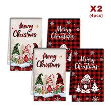 2/4/48pcs Kitchen Dish Towels, Christmas Theme Elf Cleaning Cloths, Creative Plaid Christmas Tree Snowflake Decor, Absorbent Quick-Dry Kitchen Dish Cleaning Cloths, Holiday Atmosphere Decorative Fabric, Multi-Purpose, High Absorbency Kitchen Cleaning Towels - Multicolor - View 10