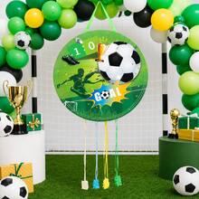 Piñata Infantil Redonda de Fútbol con Cintas para Tirar – Diseño GOAL para Cumpleaños, Fácil de Colgar y Sin Relleno - Ver 4
