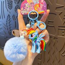 Panini My Little Pony Theme Keychain With Fluffy Ball, Cartoon Character Bag Pendant, Suitable For Keys, Bags, Backpacks And Accessories - Multicolor - View 12