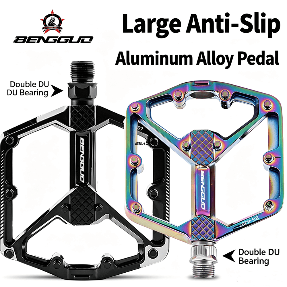 1 Par de Pedais de Bicicleta BENGGUO Feitos de Liga de Alumínio, Design Leve, Superfície Ampla Antiderrapante e Legal, Melhora o Desempenho da Pilotagem, Adequado para Bicicletas de Estrada e de Montanha, Perfeito para Equipamentos de Ciclismo. Opções em Preto e Colorido Disponíveis