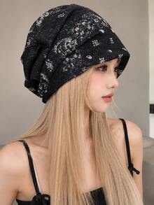 Vintage Paisley Cashew Flower Thin Beanie Hat For Women, Summer Breathable Headwrap Cap, Niche Design, Face-Slimming Pull-On Hat - Multicolor - View 4