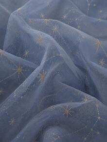 50cm / 1yd / 3yd / 5yd Black Transparent Tulle - Full-Width Gold Star And Constellation Embroidery With Subtle Glitter, Soft And Flowy Mesh - Suitable For Gothic Dresses, Starry Wedding Veils, Stage Performance Costumes And DIY Star Decorations - Multicolor - View 24