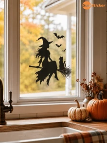 SupSticker 1PC Halloween Window Cling, 4 Styles Spooky Black Silhouette, Reusable No Adhesive Glass Decal For Home Party Decor - 1PC - View 4