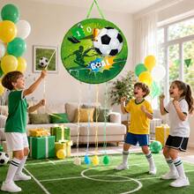 Piñata Infantil Redonda de Fútbol con Cintas para Tirar – Diseño GOAL para Cumpleaños, Fácil de Colgar y Sin Relleno - Ver 7