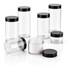 1-6Pcs/Set Clear PET Storage Jars With Lids, 50-500ml Empty Plastic Makeup Containers And Organizer Jars - Black - View 8