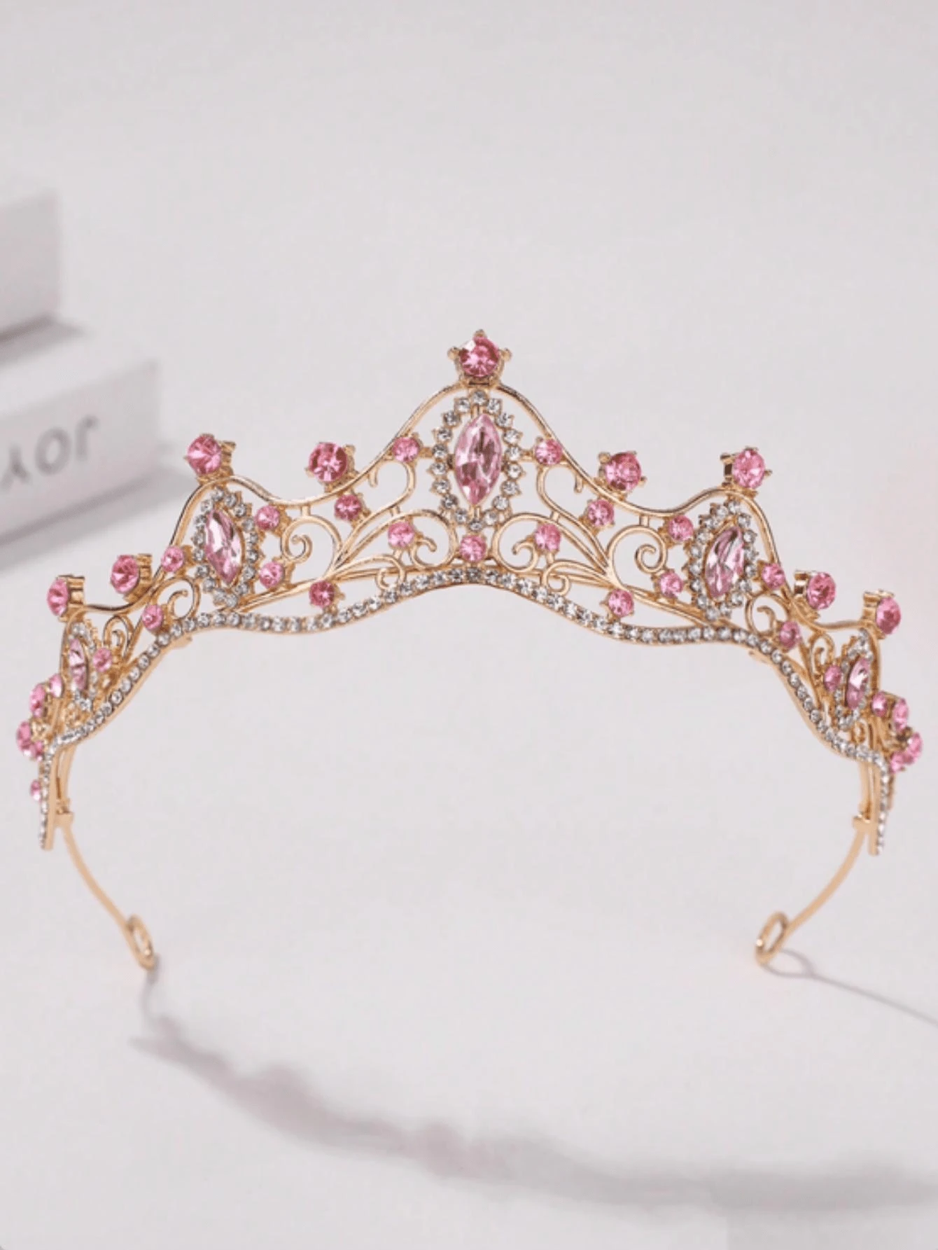 1件女款時尚公主風3D皇冠甜美奢華水鑽生日髮飾髮箍 - 粉紅色 - 查看 1