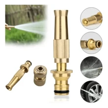 Kit Bico de Água Alta Pressão 3 em 1 Metal Resistente para Mangueira 1/2 + Conector Rosca - Dourado - Visão 1