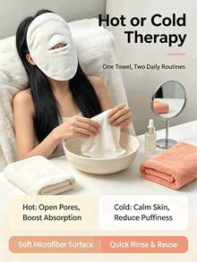 1/2pcs Facial Cold Compress Towel, Cooling Mask, Relieve Fatigue, Aid Sleep, Hot Compress Face Mask, Facial Towel, Beauty Salon Mask Towel, Three-Hole Ear Loop Design, Facial Steam Cold/Hot Compress Towel, Reusable Cold/Hot Compress Facial Towel, Suitable For Daily Use, Ice Compress Eye Mask, Soothing Ice Compress Eye Mask - Multicolor - View 5