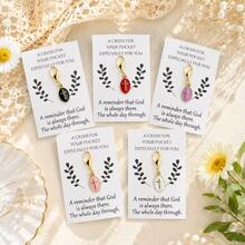Set Gantungan Kunci Salib Mini 6 Buah dengan Kartu Doa Inspiratif, Hadiah Iman Kristen untuk Pria dan Wanita, Liontin Berkat Religius, Liontin Salib Paduan Logam dengan Pengait Lobster, Cocok untuk Dompet, Ransel, Wisuda, Hadiah Guru - Gantungan Kunci Salib Iman Berkat - View 3
