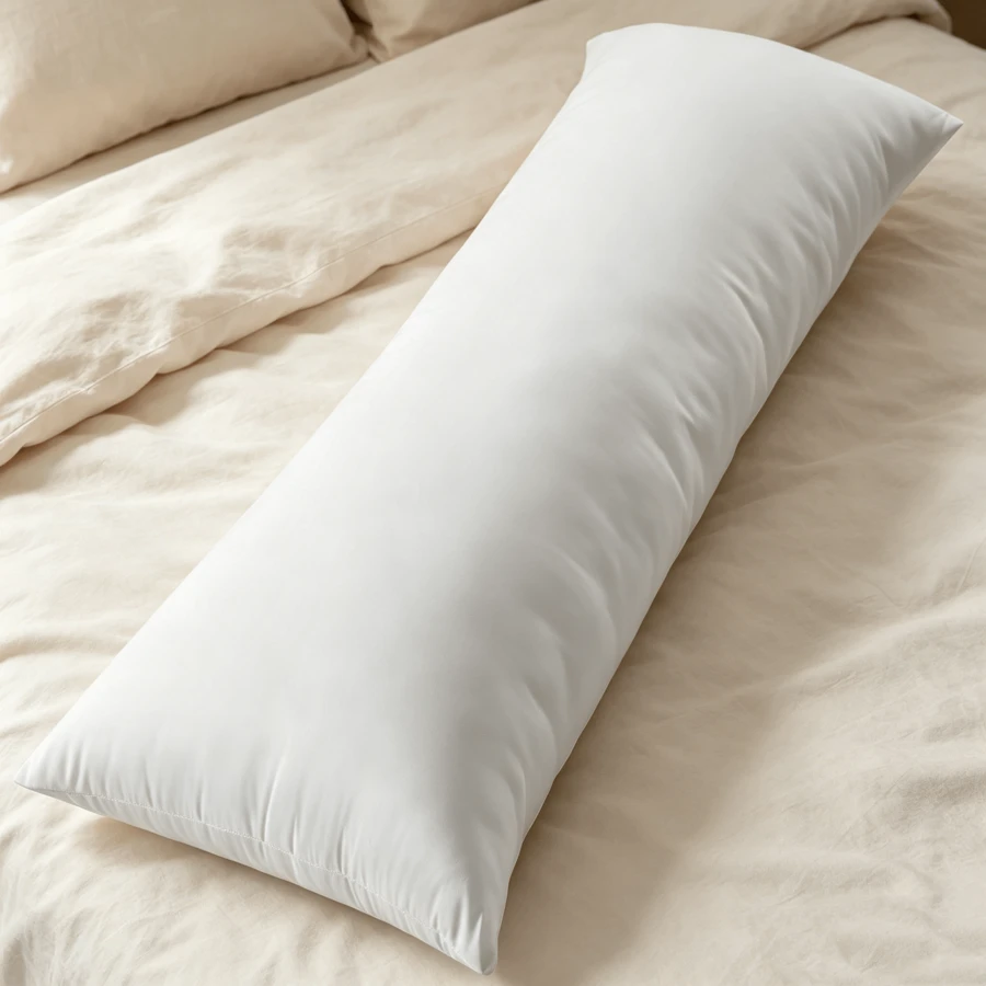 White Body Pillow 40x145 Cm, Side Sleeper Pillow With Microfiber Cover And Polyester Filling - White - View 1