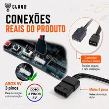 Cooler Fan ARGB 3Pinos 5V 120mm Clanm Eurus RGB Gamer Silencioso Alta Performance Air Cooler para PC Gamer Ventoinha 12cn para Gabinete - Visão 9