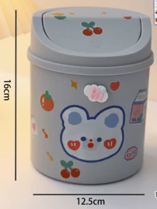 DIY Decorative Mini Desktop Trash Can, Swing Lid Desktop Waste Container, Portable Small Garbage Bin, Suitable For Student Dorms, Living Room Side Tables, Travel RV Interiors, Craft Workstation Waste Collection - Multicolor - View 8