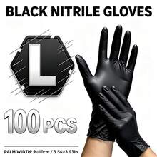 黑色丁腈手套，4/50/100入/包。無盒裝，無粉，耐用。尺寸：S, M, L, XL。耐用拋棄式家用清潔手套，適用於廚房、浴室、清潔、紋身店、美容院、染髮、寵物護理、美容院清潔用品及家用工具（無包裝盒）。 - 彩色 - 查看 17