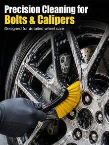Long Handle Wheel Rim Tire Cleaning Brush, Curved Nylon Bristles, Suitable For Brake Dust, Calipers, Wheel Rims And Crevices, Ergonomic PP Handle, Dry And Wet Use, Durable Car Wash And Detailing Accessory - A - View 4