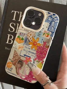 1件白色島嶼海灘拼貼極簡風個性化TPU防震全包手機殼，適用於Apple 17 16 15 14 13 12 11 Pro Max Air及系列 - 彩色 - 查看 2