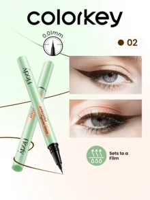 COLORKEY 液體眼線筆，持久細尖眼線筆，高顯色防暈染抗汗，延伸眼妝效果，眼妝眼線品牌美妝臉部彩繪化妝品，適合女性，春夏完美適用 - 02 Brown - 查看 2