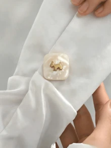 珍珠光澤方形狗狗蝴蝶結鈕扣蓋，夾式裝飾袖口鈕扣，時尚服飾配件，適用於襯衫、日常穿著與婚禮正式宴會 - 多款式 - 查看 3