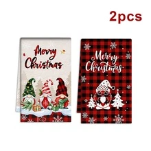 2/4/48pcs Kitchen Dish Towels, Christmas Theme Elf Cleaning Cloths, Creative Plaid Christmas Tree Snowflake Decor, Absorbent Quick-Dry Kitchen Dish Cleaning Cloths, Holiday Atmosphere Decorative Fabric, Multi-Purpose, High Absorbency Kitchen Cleaning Towels - Multicolor - View 11