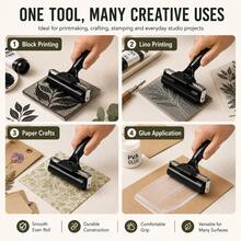 Leather Hand Press Roller, Metal Stitching Roller With Black Handle, Leather Edge Flattening Tool, Leather Craft Adhesive Roller, For Edge Sealing, Flattening And DIY Projects - A - View 5