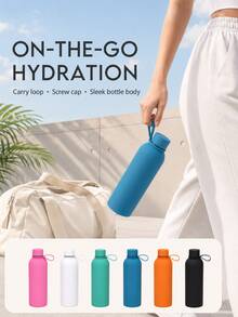 3/1pc Portable Sports Water Bottle With Handle Loop, Lightweight Solid Color Reusable Drinking Bottle, Suitable For Gym, Hiking, Yoga, Travel, Office, School, Outdoor Activities, Workout And Daily Hydration, Fashion Fitness Accessory, Unisex - Multicolor - View 4