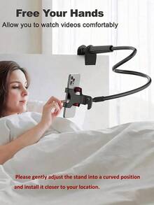 360° Rotatable Adjustable Gooseneck Phone Holder, Universal Phone Stand For 4-7 Inch Smartphones, Reserved Charging Port, Stylish Desktop Room Decor, Suitable For Bedroom, Bathroom, Kitchen And Living Room Daily Use - Multi-color - View 4