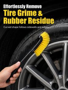 Long Handle Wheel Rim Tire Cleaning Brush, Curved Nylon Bristles, Suitable For Brake Dust, Calipers, Wheel Rims And Crevices, Ergonomic PP Handle, Dry And Wet Use, Durable Car Wash And Detailing Accessory - A - View 6